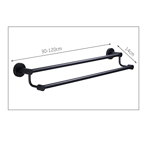 Porte-serviette double 120cm en acier inoxydable noir mat luxe - 3