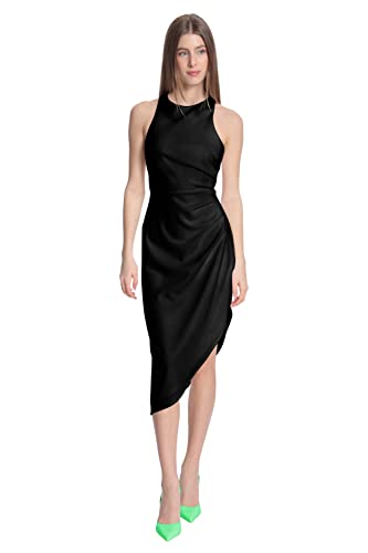 Donna Morgan Women's Dresses Sleeveless Bodycon Dress with Side Pleat Tucks and Asymmetric Hem
