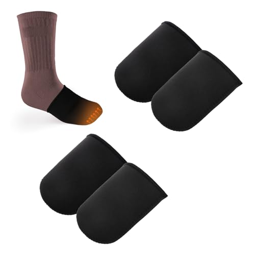 2 Pairs Neoprene Toe Warmers, 0.12 Inch Toe Cuffs Foot Hot Warmers Boots Worn Inside Shoes or Boots Feet Toe Caps Warm Socks for Winter Outdoor Sports