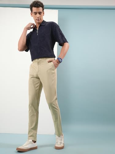 Image of Highlander Men's Slim Fit Formal Trousers | Ankle Length |Smart Trousers for Men | Chino Trousers for Men|Elegant Design | Comfortable Fabric for Daily Work & Formal Occasions