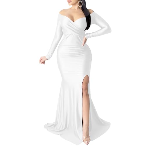 Robe de soirée moulante à col en V pour vos grands galas