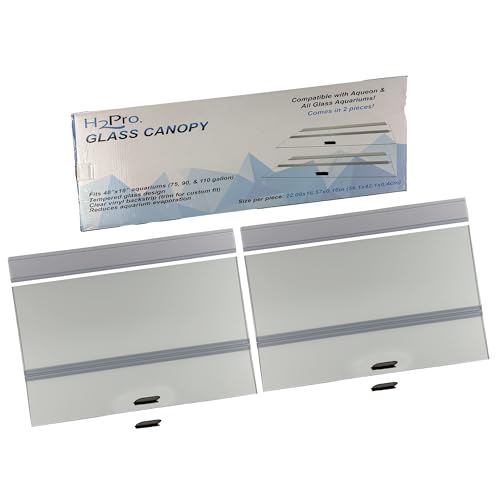 H2Pro Glass Canopy Aquarium Lid for Fresh & Saltwater Fish Tanks (A48GT for Aqueon 75/90 / 110 Gallon Aquariums)
