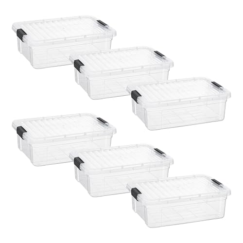 Image of Superio 7.4 Quart Clear Plastic Storage Bin with Lid, Stackable Organizer Box, BPA-Free Storage Container for Home, Garage, School & Office, 6 Pack