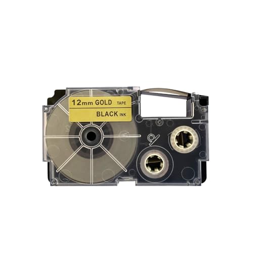 Image of LIVYU LIFE 12mm Label Printer Tape from LIVYU LIFE Compatible Label Tape Replacement for Casio KL-820, KL-G2, KL-HD1, KL-120, KL130 Ez Label Maker. (Black Ink on Gold Tape -12mm x 8m -1 Pcs)