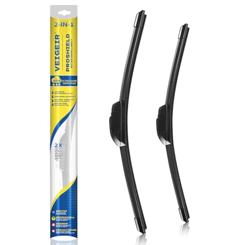 VEIGEIR 26 Inch + 19 Inch Windshield Wiper Blades 2 Pack Front J/U Hook Replacement Compatible with Honda Accord 2008-2017 Compatible with Toyota Prius V 2012-2018