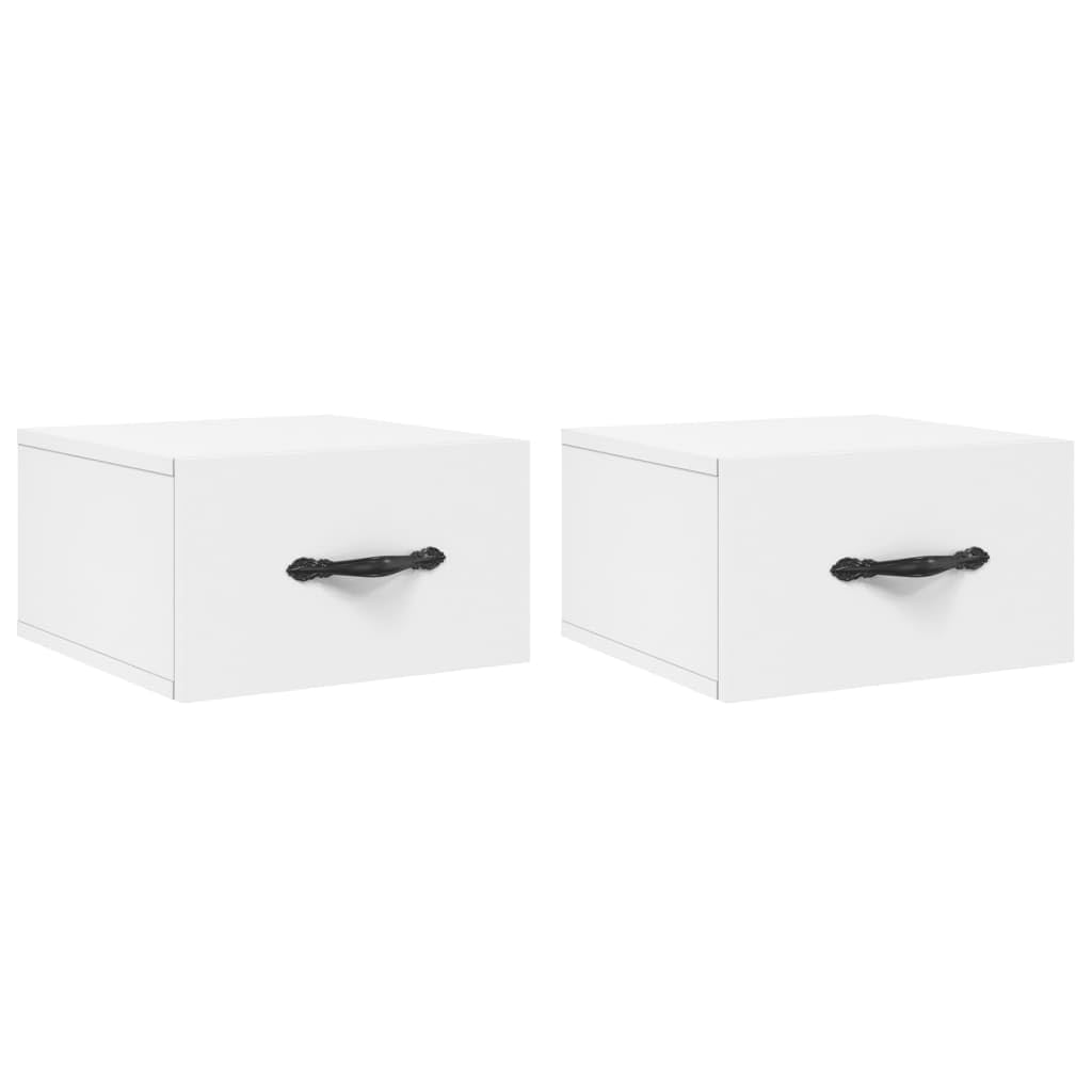 Wand-Nachttisch 2er Set Weiß 35x35x20 cm Schwebendes Nachtregal