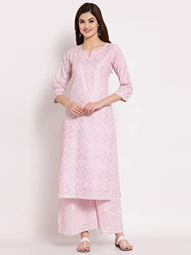 Image of GoSriKi Women's Cotton Blend Printed Straight Kurta, Pant & Dupatta (Shopping-GO)