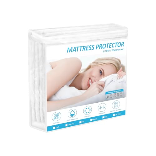Funda de Colchón Impermeable con Cremallera - Protector de Colchón Antichinches y Antiácaros | Silencioso y Transpirable | Altura 30cm | Poliester con Certificado Oeko-Tex (135 x 190 cm)