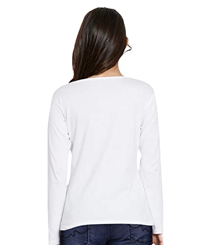 Image of Pooplu Women's Regular Fit Plain V Neck Full Sleeves Multicoloured 100% Cotton Pootlu T Shirt. Stylish, Casual Tshirts