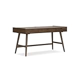 Signature Design by Ashley Lyncott Mid Century 3-Drawer 60' Home Office Desk with Cord Management, Open Cubby and Tapered Legs, Dark Brown