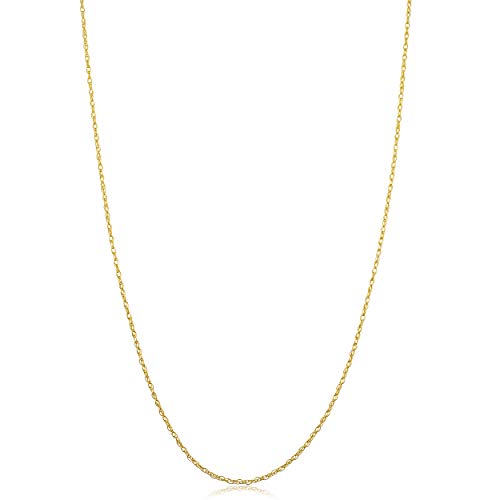 14k Yellow Gold Rope Chain Necklace (0.9 mm, 20 inch)