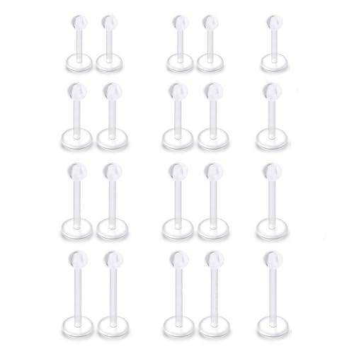 GGUFAY Boucles d'oreilles Transparent Clous d'oreilles et Bouchons Plastique Acrylique Retainer Piercing du Lobe du Tragus 20G 16G