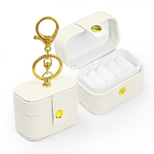Ring Bearer Pillows for Dog Collar, PU Leather Wedding Ring Pillow Box for Pet, Mini Ring Holder Pouch Box, Earrings Storage Box for Proposal Engagement Wedding Ceremony Party Ivory