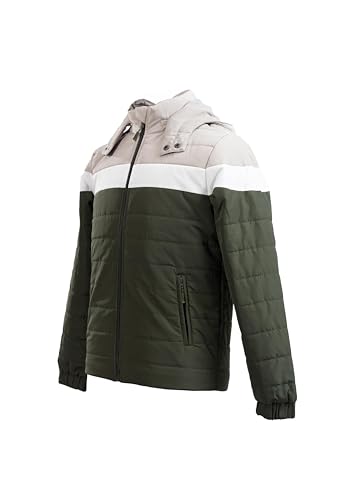 Image of Men's Thermal Jacket Triple Layer Insulated Winter Coat | Water Repellent Windproof Jacket with Detachable Hood | Warm Fleece Lined Travel Outdoor Jacket for Men
