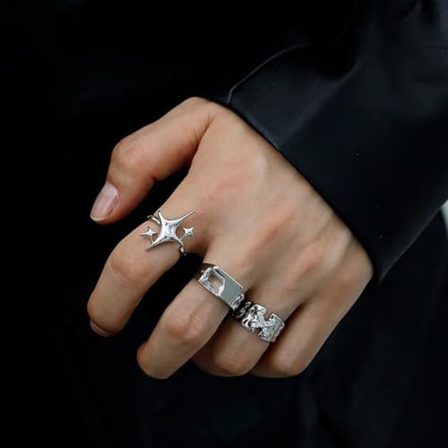 Star Rings For Women Teens Girls Y2k Silver Rings Adjustable Open Ring jewelry 5