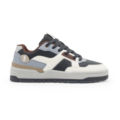 Image of Red Tape Men's Sneakers White Brown Pu Round Lace-Up All-Day Comfort
