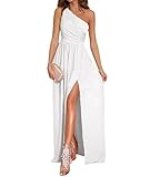 Fabric: One shoulder maxi dress is made of high-stretch fabric, soft to touch, lightweight, breathable, easy dress up and down, cozy to wear and not see through. Features: Sexy long dress features with one shoulder, high split slit, sleeveless, ruche...