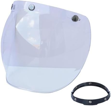Reicyfang Motorcycle Bubble Visor Wind Shield Lens, Motorcycle 3-Snap Button Flip Up Down Universal Bubble Visor, Motorcycle Anti-UV Helmets Lens Universal for Standard 3-Snap Open Face Helmets