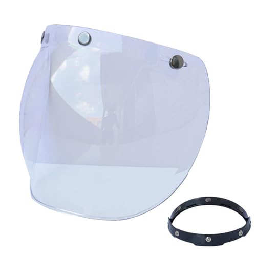 Reicyfang Motorcycle Bubble Visor Wind Shield Lens, Motorcycle 3-Snap Button Flip Up Down Universal Bubble Visor, Motorcycle Anti-UV Helmets Lens Universal for Standard 3-Snap Open Face Helmets