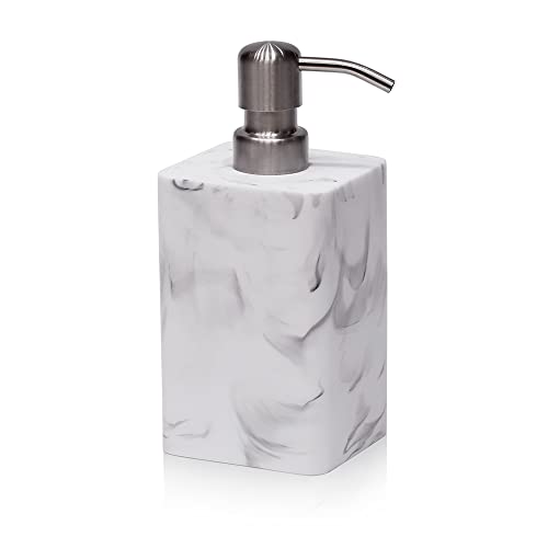 Suanti TJHRH White Marble Style Hand Soap Dispenser, Refillable Liquid Decorative Soap Dispenser For Bathroom Countertop And Kitchen cover