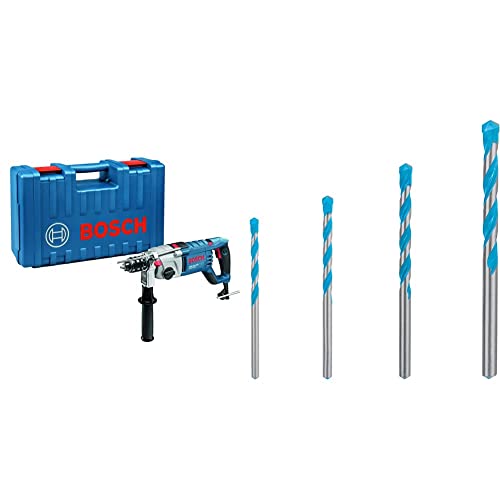 Bosch Professional Schlagbohrmaschine GSB 162-2 RE (inkl. Zusatzhandgriff, im Handwerkerkoffer) + 4x Expert CYL-9 MultiConstruction Bohrer Set (für Beton, Ø 4-8 mm, Zubehör)