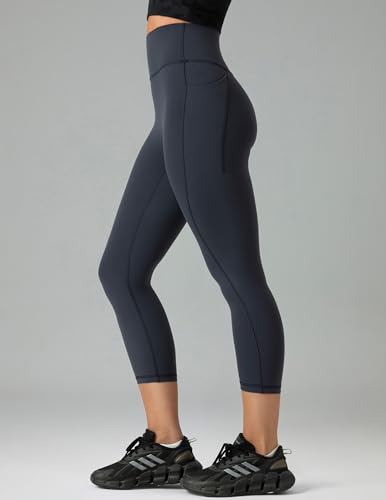 Image of Colorfulkoala Dreamlux No Front Seam Capri Leggings with Pockets for Women - High Waisted 21 inch Buttery Soft Yoga Pants