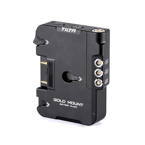 Image of Tilta Battery Plate Compatible with BURANO | Includes P-Tap, 3-Pin Fischer, 2-Pin Fischer and USB-C | Aluminum Alloy | DC Power Input via 6-Pin Lemo | ESR-T18-BTP-AB (Gold Mount)