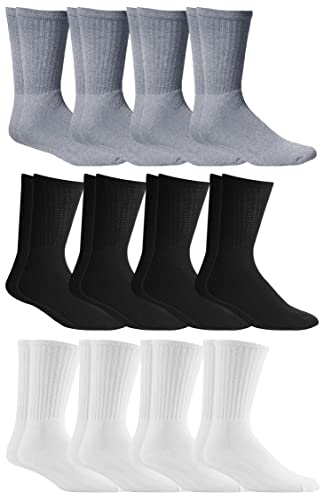 SOCKS'NBULK 12 Pair of Mens Athletic Sports Quality Crew Socks Ring spun Cotton