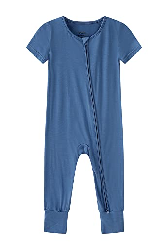Unisex Baby Romper Short Sleeve Footless Pajamas Bamboo Pajamas Babies Made From Viscose Infant Zippy Pjs - 0-24 Months (Blue & Green, 6-12M) #TOP1