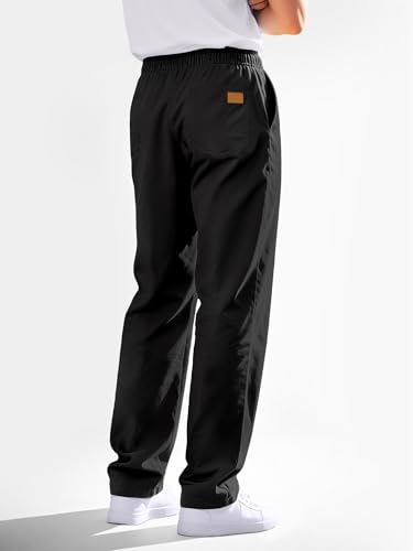Comdecevis Mens Casual Pants Drawstring Elastic Waist Joggers Sweatpants with Pockets Straight Leg Cargo Pants4