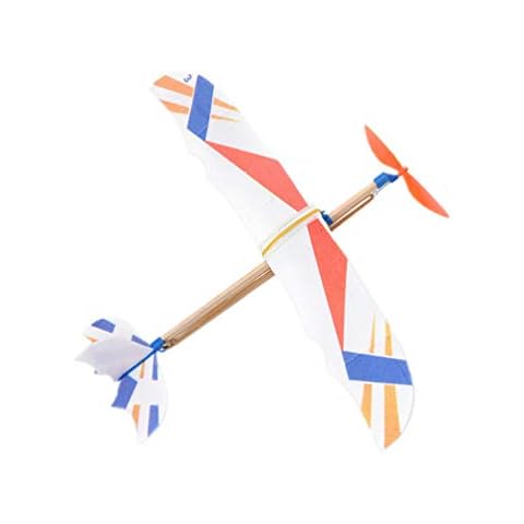 Tomaibaby 3pcs Balsa Wood Glider Plane Aircraft Model Rubber Band Powered Aircraft Outdoor Sports Flying Toy for Kids (Random Pattern) Cover