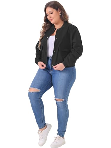 Agnes Orinda Plus Size Jacket for Women Casual Long Sleeve Stand Collar Button Down Jackets Shackets with Pockets3