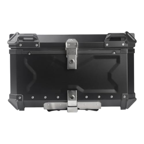 Vaveren Motorcycle Top Case,Trunk Luggage Storage Reflective Tapes with Keys Tail Box Helmet Box for Travel Store Riding, 80L Black