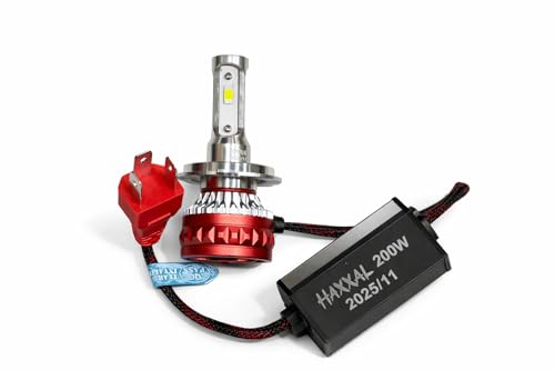 Image of HAXXAL H4 LED Headlight Bulb 200W 6000K Sky White Turbo LED Luma-Beam Technology Anti-Glare for Bike & Car