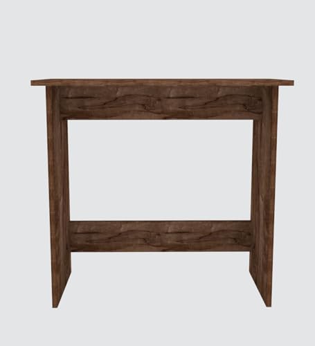 Image of Compact Study Desk, Walnut Brown Wood, 80x40x74 cm, Space-Saving Home Office Table, Modern Design, DIY Assembly