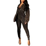 REASERAL Womens Sexy Jumpsuits V Neck Long Sleeve Slim Bodycon Jumpsuits Going Out Casual Jumpsuits