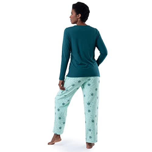 Image of Fruit of the Loom Women's Sueded Jersey Crew Top and Fleece Pant Sleep Set