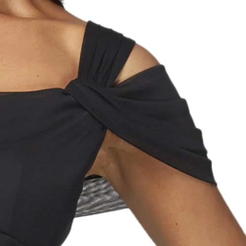 Image of Alex Evenings Women's Long Cold Shoulder Mother of the Bride Dress with Beaded Detail at Hip
