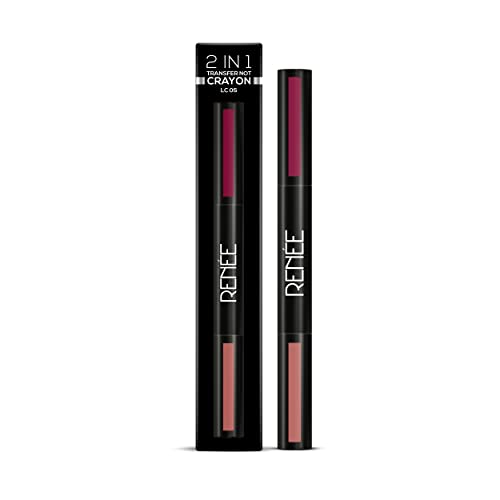 Image of RENEE 2 In 1 Transfer Not Crayon LC 05, 4gm| Long Lasting & Smudge Proof Formula| Matte Lip Color with 1 Light & Dark Shades| Enriched with Shea Butter
