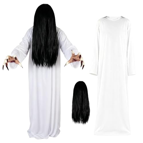 [Maazusa] ハロウィン 貞子コスプレ衣装 幽霊 お化け屋敷 おばけ 仮装 ジョーク衣装 怨霊の女 コスプレ 大人 男女兼用のサムネイル