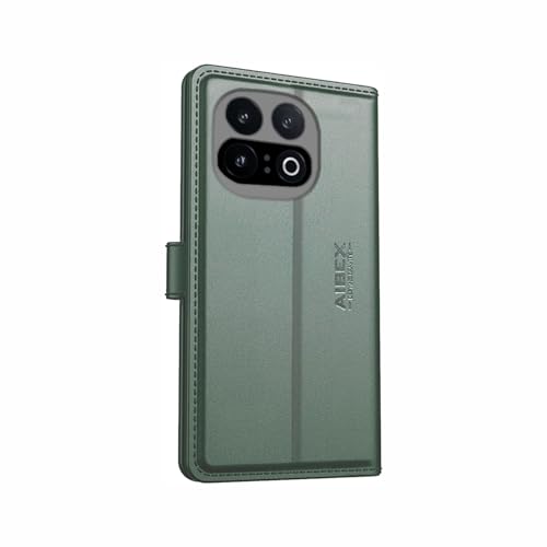 Image of AIBEX Compatible for iQOO 15 5G Flip Cover Leather Finish | Inside TPU with Card Pockets | Wallet Stand | Complete Protection Flip Case Green