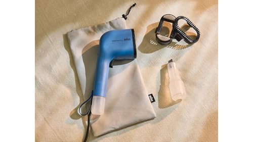 Braun QuickStyle 3 GS3024BL, kompakter und leichter Steamer, Dampfglätter mit schneller Aufheizung, Dampf 22 g/min, abnehmbarer 120 ml Tank, hitzebeständige Tasche, 1100W, Blau
