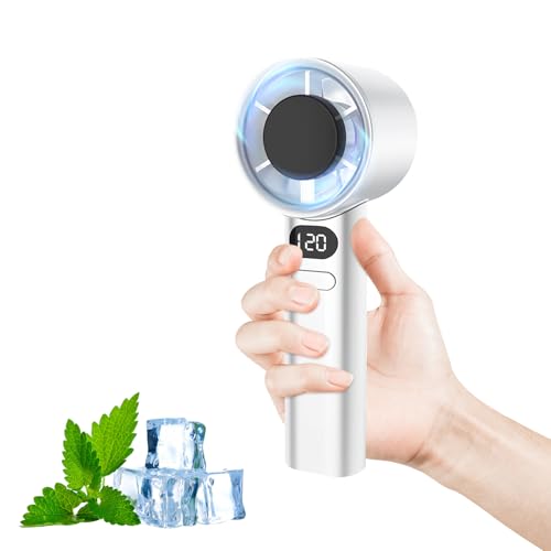 Bwaliffury Ventilador De Mano, Mini Ventilador Portátil, Viento Superfuerte De 120 Niveles, Gran Capacidad De 1200 MAh, Batería De larga Duración, Apto Para Uso En Interiores Y Exteriores