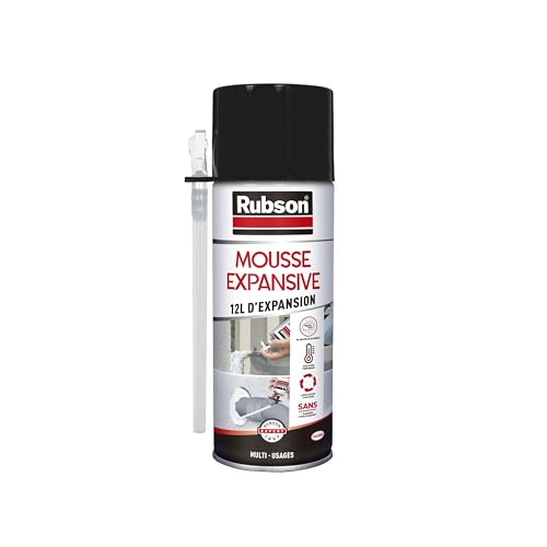 Rubson | Mousse Expansive Multi-Usages (aérosol de 300 ml) Blanche – Mousse polyuréthane pour isolation, calage et rebouchage – Mousse blanche avec 12...