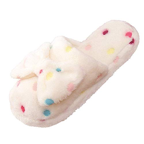 Pantoufles en coton pour femmes avec noeud papillon mignon, taille 39