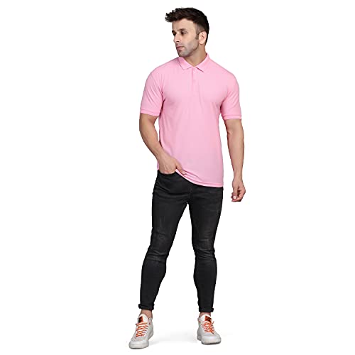 Image of INKKR Men's Combo Polo Neck Polycotton Solid T-Shirt (Pack of 2) Red-Pink