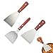 Teppanyaki Spatola 3 Pezzi Hamburger Spatola Barbecue Spatola con Manico Bistecche Triangolare Spatola Raschietto Tagliapasta con Manico Cottura Triangolare Spatola per Hamburger Barbecue Teppanyaki