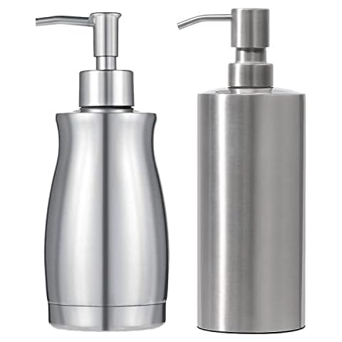 ARKTEK Stainless Steel Countertop Soap Dispenser 13.5 Oz & Large Stainless Steel Countertop Soap Dispenser (20 Oz / 600ml) Cover