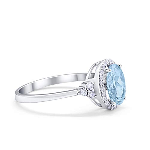 Blue Apple Co. Halo Art Deco Oval Wedding Engagement Ring Cubic Zirconia 925 Sterling Silver2
