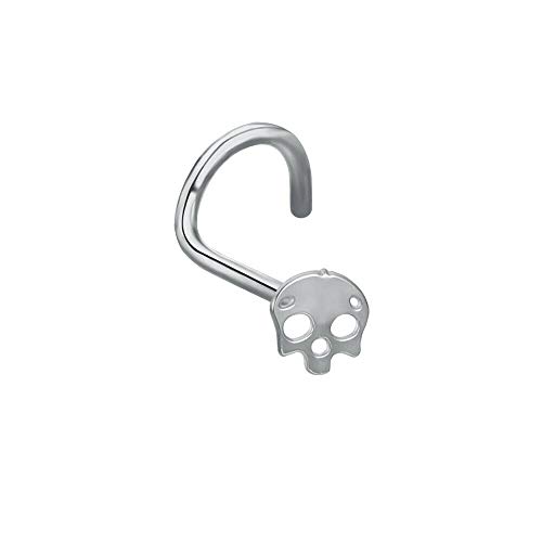 UkrGoods 20G 316L Surgical Steel Nose Screw Studs Punk Skull Nose Rings Nostril Piercing - Choose Style: 1 PC Ã— Silver